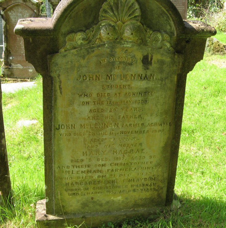 Photo of headstones/John McLennan d 1900 hdstn Lochcarron Old cem